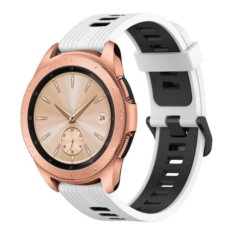 20 mm breites, vertikal gemustertes, zweifarbiges Silikon-Uhrenarmband, passend für Samsung Galaxy Watch 42 mm, Samsung Gear Sport und Samsung Gear S2 Classic