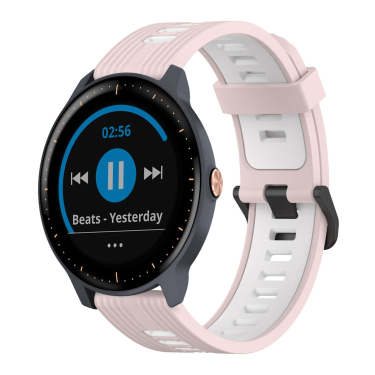 20mm Vertical Pattern Two-Color Silicone Watch Band, For Garmin Forerunner 245 Music, For Garmin Vivoactive 3 Music