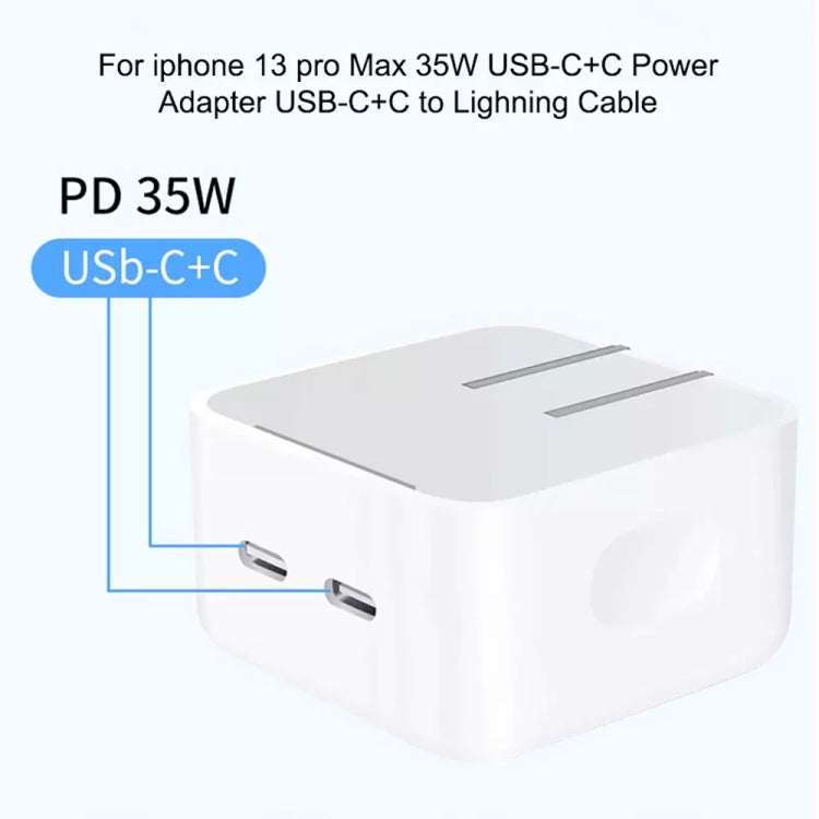 PD 35W Dual-USB-C- / Type-C-Ports-Ladegerät für iPhone- / iPad-Serien, US-Stecker