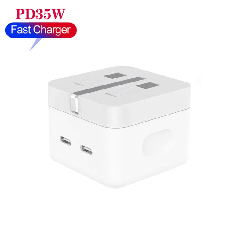 PD 35W Dual-USB-C- / Typ-C-Anschlussladegerät für iPhone / iPad Serie, UK Stecker