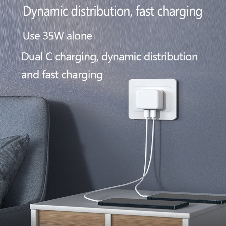 PD 35W Dual-USB-C- / Typ-C-Anschlussladegerät für iPhone / iPad Serie, UK Stecker