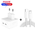PD 35W Dual USB-C / Typ-C Port Ladegerät mit Typ-C auf 8-Pin Datenkabel, EU Stecker, EU Stecker + 1.5m 8-Pin Kabel, EU Stecker + 2m 8-Pin Kabel