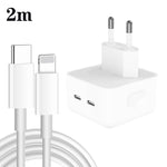PD 35W Dual USB-C / Typ-C Port Ladegerät mit Typ-C auf 8-Pin Datenkabel, EU Stecker, EU Stecker + 1.5m 8-Pin Kabel, EU Stecker + 2m 8-Pin Kabel