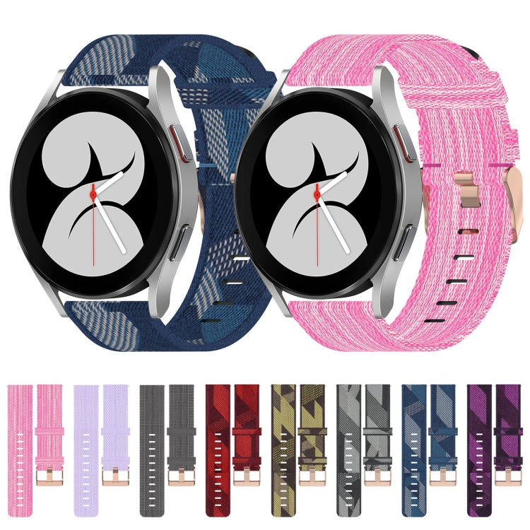 20mm Nylon-Gewebe-Armband, für Samsung Galaxy Watch 4 40mm, für Samsung Galaxy Watch 4 44mm, für Samsung Galaxy Watch 4 Classic 42mm, für Samsung Galaxy Watch 4 Classic 46mm, für Samsung Galaxy Watch 3 41mm, für Samsung Galaxy Watch Active 2 40mm