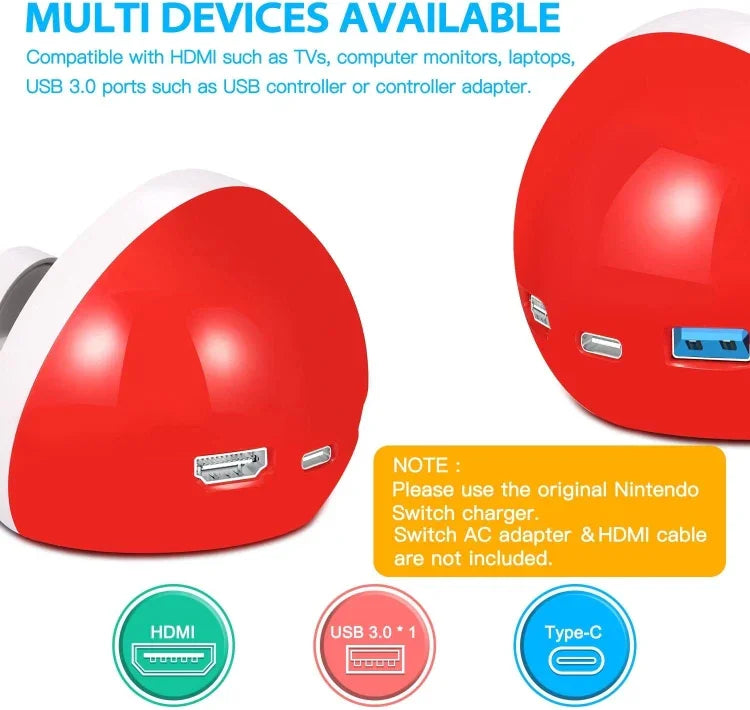 Multifunktionale HDMI-Ladestation als Zubehör für Nintendo Switch, Ladestation