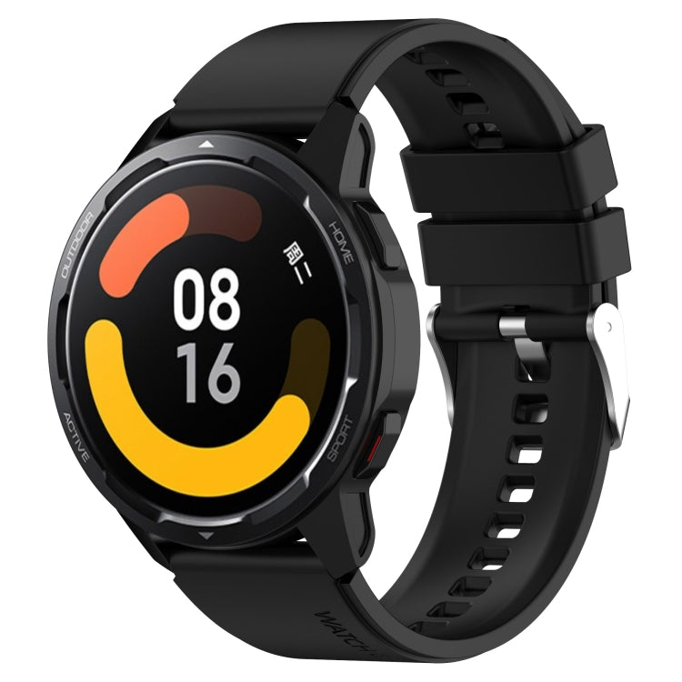 Hervorstehendes Kopf-Silikonarmband mit silberner Schnalle, für Samsung Galaxy Watch Active2 40mm/44mm 20mm, für Samsung Galaxy Watch Active 40mm 20mm, für Samsung Galaxy Watch 42mm 20mm, für Samsung Galaxy Gear Sport/S2 Classic 20mm
