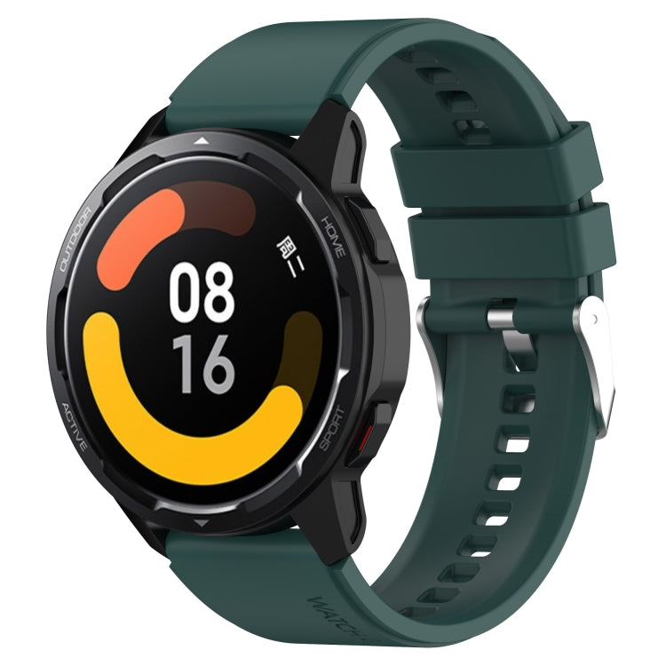 Hervorstehendes Kopf-Silikonarmband mit silberner Schnalle, für Samsung Galaxy Watch Active2 40mm/44mm 20mm, für Samsung Galaxy Watch Active 40mm 20mm, für Samsung Galaxy Watch 42mm 20mm, für Samsung Galaxy Gear Sport/S2 Classic 20mm