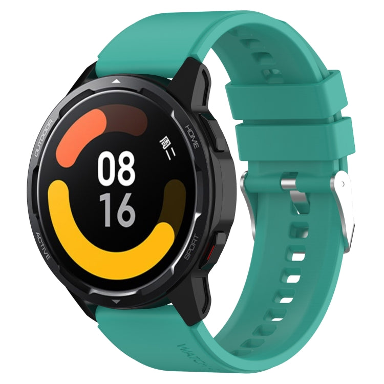 Hervorstehendes Kopf-Silikonarmband mit silberner Schnalle, für Samsung Galaxy Watch Active2 40mm/44mm 20mm, für Samsung Galaxy Watch Active 40mm 20mm, für Samsung Galaxy Watch 42mm 20mm, für Samsung Galaxy Gear Sport/S2 Classic 20mm