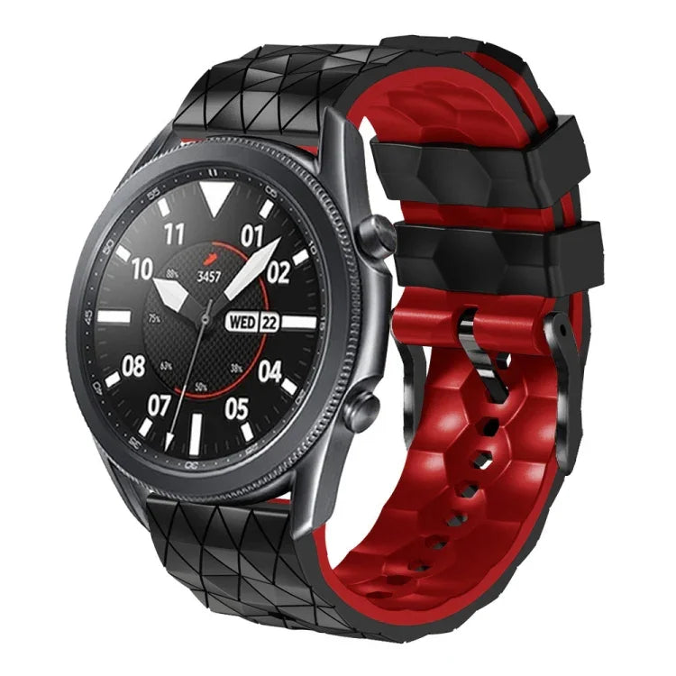 22 mm breites Silikonarmband mit Fußballmuster in zwei Farben, passend für Samsung Galaxy Watch3 (45 mm), Samsung Galaxy Watch (46 mm), Samsung Gear S3 Classic und Samsung Gear S3 Frontier.