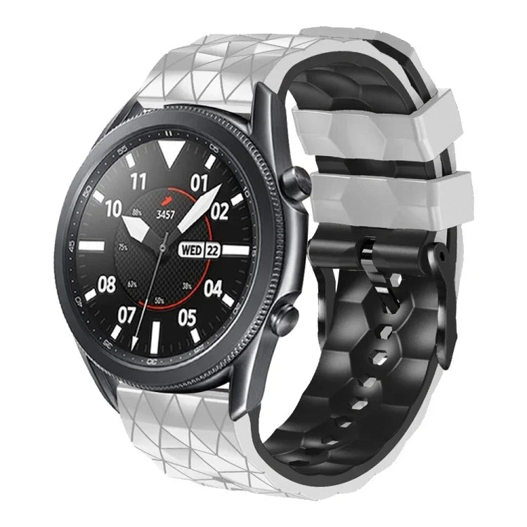 22 mm breites Silikonarmband mit Fußballmuster in zwei Farben, passend für Samsung Galaxy Watch3 (45 mm), Samsung Galaxy Watch (46 mm), Samsung Gear S3 Classic und Samsung Gear S3 Frontier.