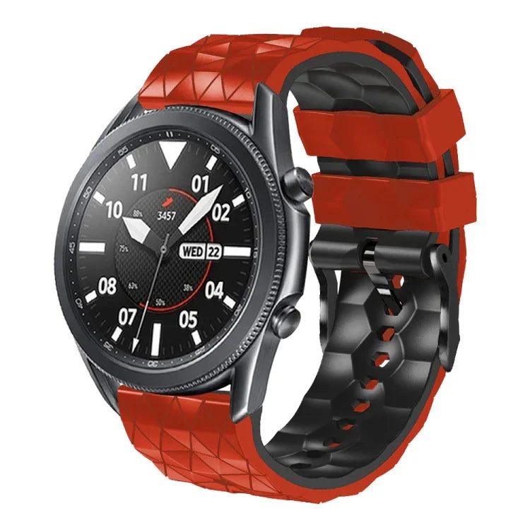 22 mm breites Silikonarmband mit Fußballmuster in zwei Farben, passend für Samsung Galaxy Watch3 (45 mm), Samsung Galaxy Watch (46 mm), Samsung Gear S3 Classic und Samsung Gear S3 Frontier.