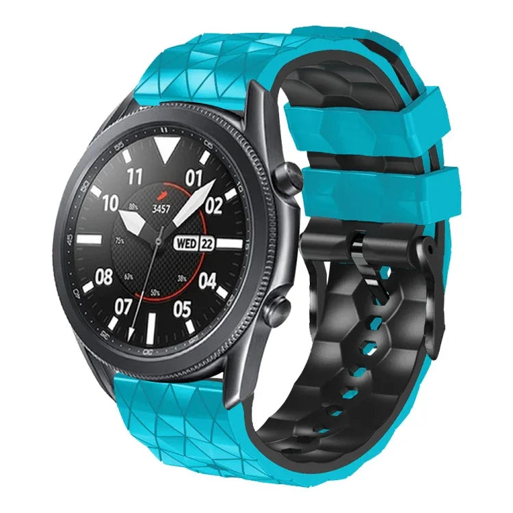 22 mm breites Silikonarmband mit Fußballmuster in zwei Farben, passend für Samsung Galaxy Watch3 (45 mm), Samsung Galaxy Watch (46 mm), Samsung Gear S3 Classic und Samsung Gear S3 Frontier.