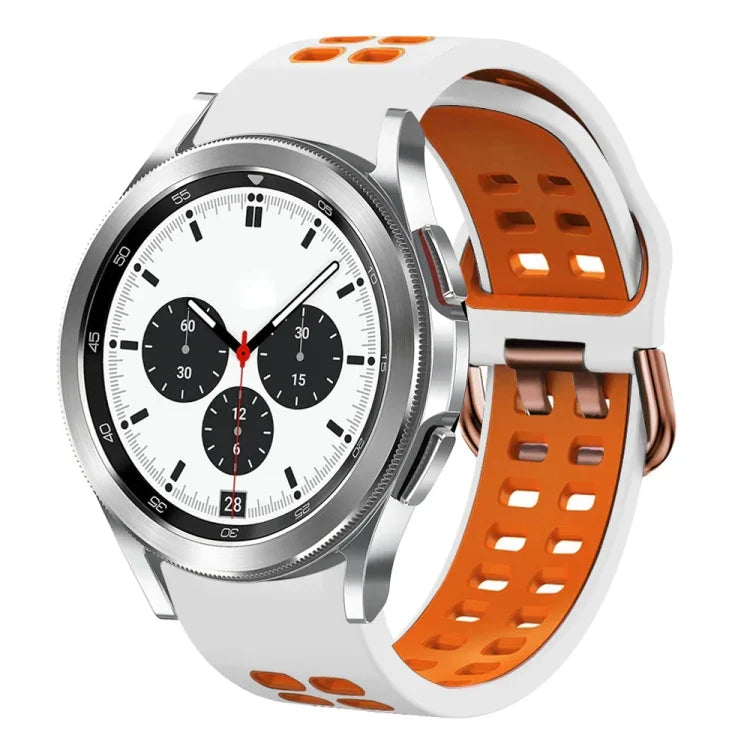 20 mm breites, atmungsaktives Silikon-Uhrenarmband in zwei Farben, für Samsung Galaxy Watch 4 Classic (42 mm) und Galaxy Watch Active 2