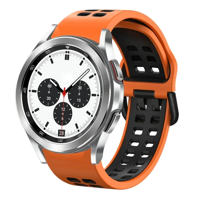 20mm Breathable Two-Color Silicone Watch Band, For Samsung Galaxy Watch 4 Classic 42mm, For Galaxy Watch Active 2
