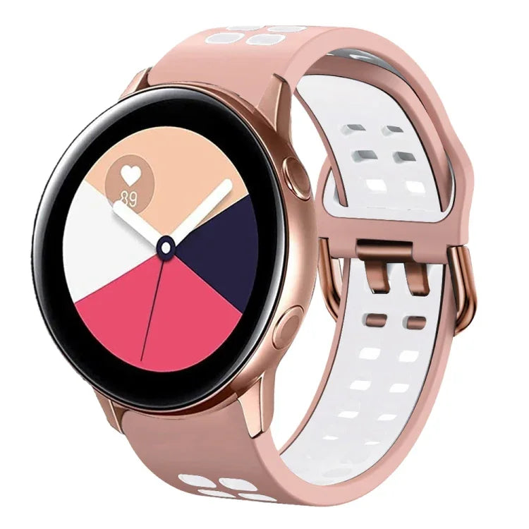 20mm Breathable Two-Color Silicone Watch Band, For Samsung Galaxy Watch 4 Classic 42mm, For Galaxy Watch Active 2