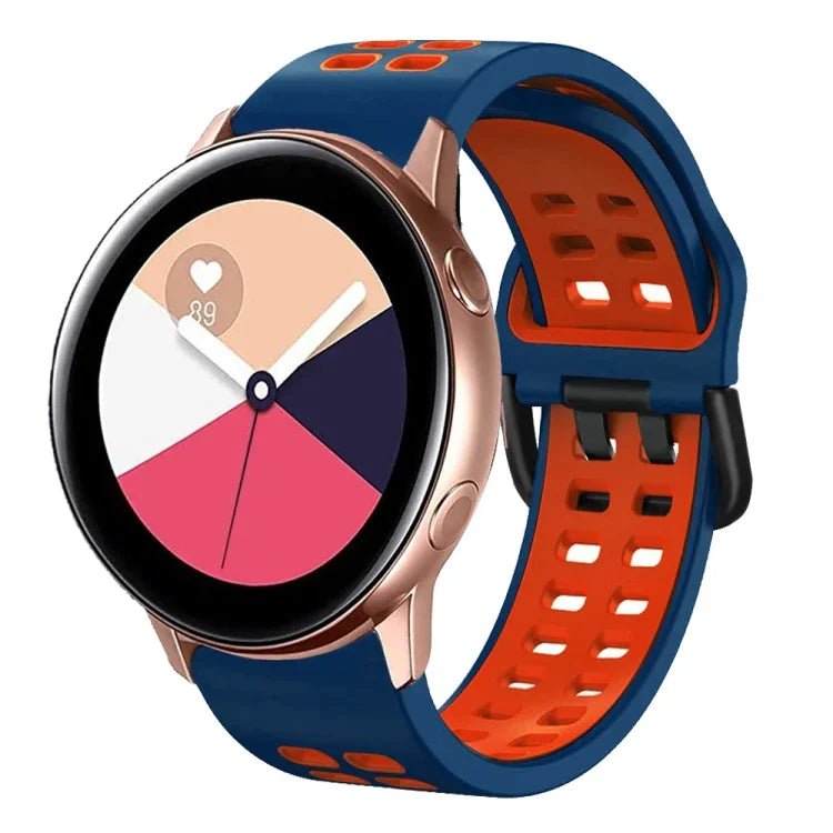 20mm Breathable Two-Color Silicone Watch Band, For Samsung Galaxy Watch 4 Classic 42mm, For Galaxy Watch Active 2
