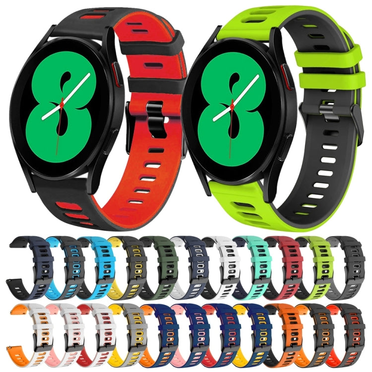 20mm Two-Color Silicone Watch Band, For Samsung Galaxy Watch 4 44mm, For Samsung Galaxy Watch 4 Classic 46mm