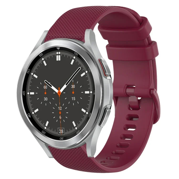 20mm Plaid Solid Color Silicone Watch Band, For Samsung Galaxy Watch4 44mm, For Samsung Galaxy Watch4 Classic 46mm, For Samsung Galaxy Watch4 Classic 42mm, For Samsung Galaxy Watch Active 2