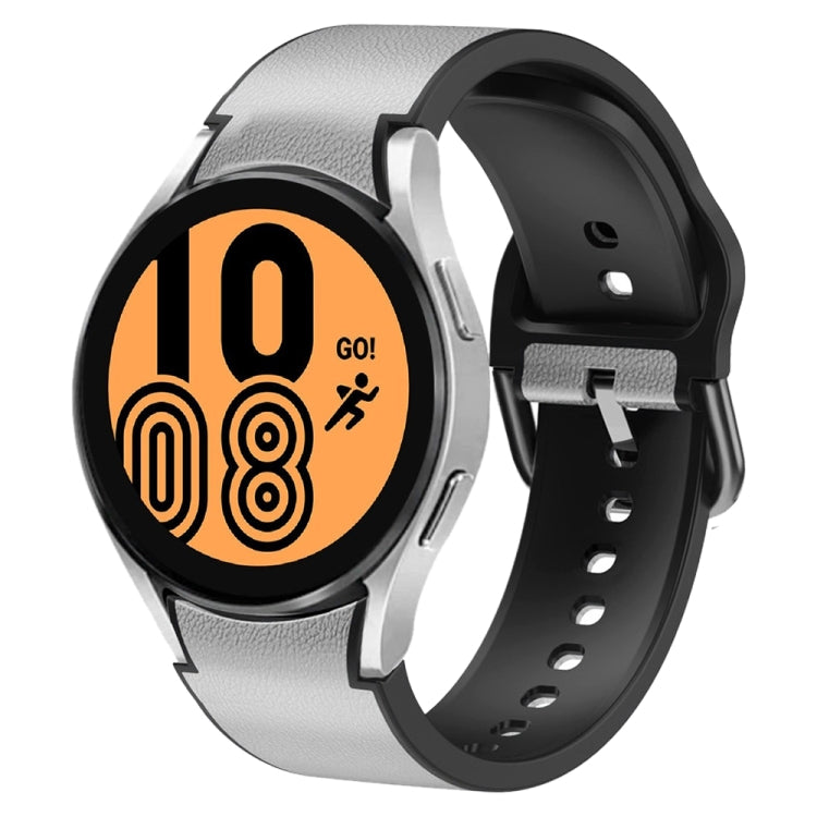 20mm Silicone Adhesive Leather Watch Band, For Samsung Galaxy Watch 5 40mm, For Samsung Galaxy Watch 5 44mm, For Samsung Galaxy Watch 5 Pro 45mm, For Samsung Galaxy Watch 4 40mm, For Samsung Galaxy Watch 4 44mm