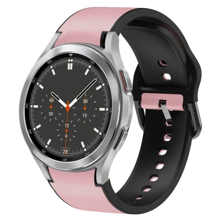 20 mm Silikon-Klebearmband mit Lederoptik, für Samsung Galaxy Watch 4 Classic 46 mm, Samsung Galaxy Watch 4 Classic 42 mm, Samsung Galaxy Watch Active 2
