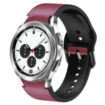 20mm Silicone Adhesive Leather Watch Band, For Samsung Galaxy Watch 4 Classic 46mm, For Samsung Galaxy Watch 4 Classic 42mm, For Samsung Galaxy Watch Active 2