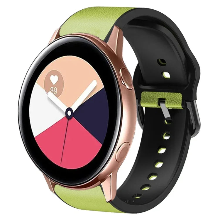 20mm Silicone Adhesive Leather Watch Band, For Samsung Galaxy Watch 4 Classic 46mm, For Samsung Galaxy Watch 4 Classic 42mm, For Samsung Galaxy Watch Active 2