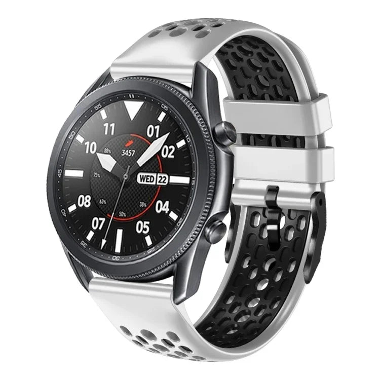 22 mm breites, zweifarbiges, atmungsaktives Silikon-Uhrenarmband, passend für Samsung Galaxy Watch3 (45 mm), Samsung Galaxy Watch (46 mm), Samsung Gear S3 Classic und Samsung Gear S3 Frontier.
