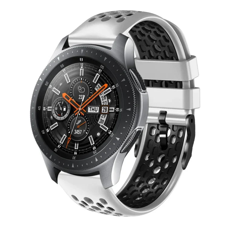 22mm Two-Color Breathable Silicone Watch Band, For Samsung Galaxy Watch3 45mm, For Samsung Galaxy Watch 46mm, For Samsung Gear S3 Classic, For Samsung Gear S3 Frontier