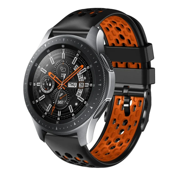 22mm Two-Color Breathable Silicone Watch Band, For Samsung Galaxy Watch3 45mm, For Samsung Galaxy Watch 46mm, For Samsung Gear S3 Classic, For Samsung Gear S3 Frontier