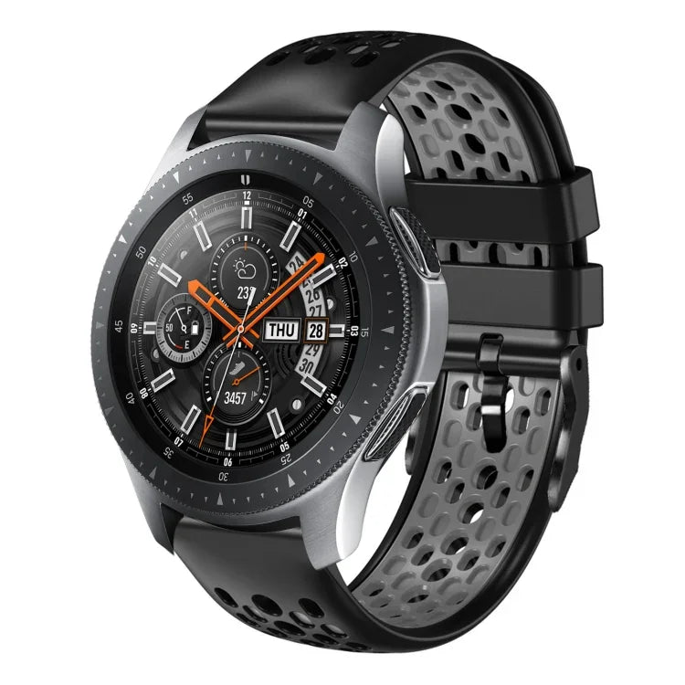 22mm Two-Color Breathable Silicone Watch Band, For Samsung Galaxy Watch3 45mm, For Samsung Galaxy Watch 46mm, For Samsung Gear S3 Classic, For Samsung Gear S3 Frontier