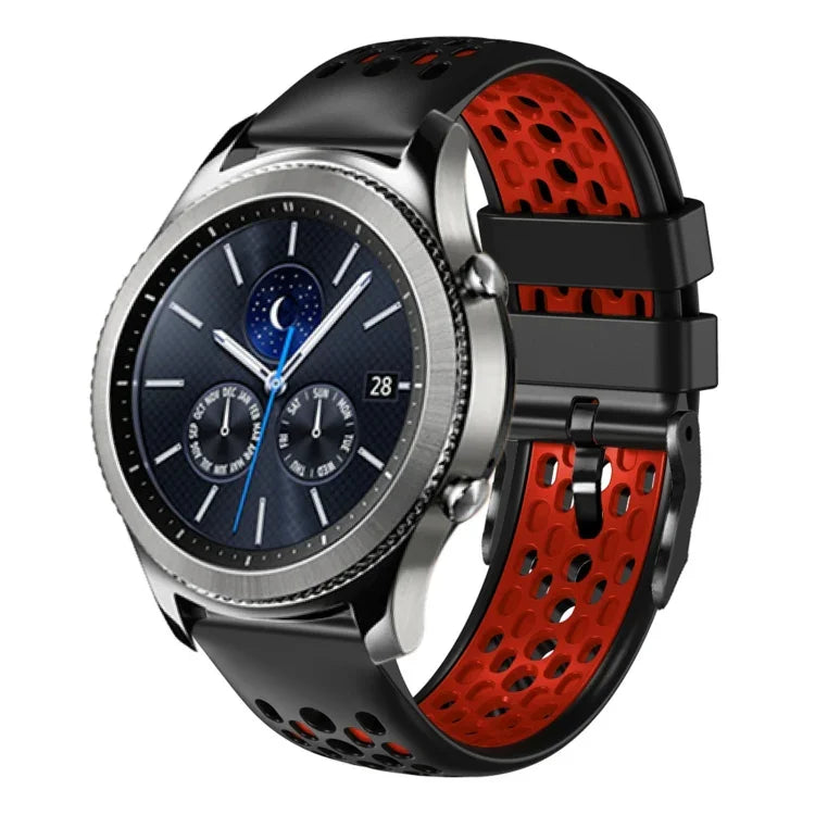 22mm Two-Color Breathable Silicone Watch Band, For Samsung Galaxy Watch3 45mm, For Samsung Galaxy Watch 46mm, For Samsung Gear S3 Classic, For Samsung Gear S3 Frontier