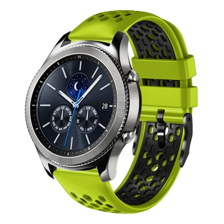 22mm Two-Color Breathable Silicone Watch Band, For Samsung Galaxy Watch3 45mm, For Samsung Galaxy Watch 46mm, For Samsung Gear S3 Classic, For Samsung Gear S3 Frontier