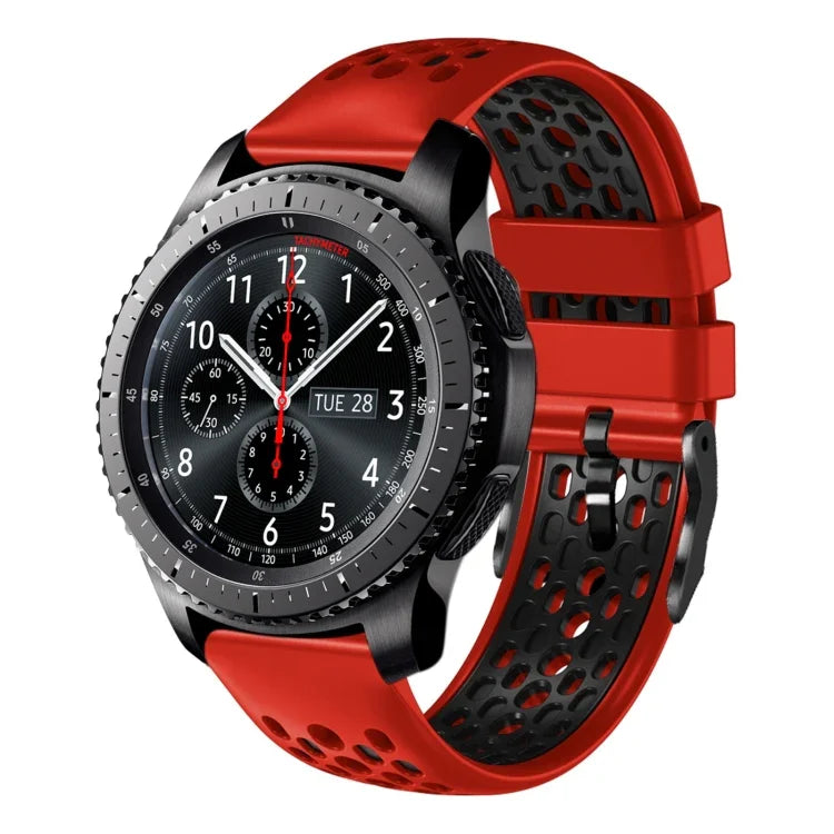 22mm Two-Color Breathable Silicone Watch Band, For Samsung Galaxy Watch3 45mm, For Samsung Galaxy Watch 46mm, For Samsung Gear S3 Classic, For Samsung Gear S3 Frontier