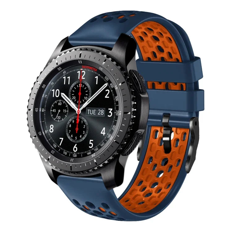 22mm Two-Color Breathable Silicone Watch Band, For Samsung Galaxy Watch3 45mm, For Samsung Galaxy Watch 46mm, For Samsung Gear S3 Classic, For Samsung Gear S3 Frontier