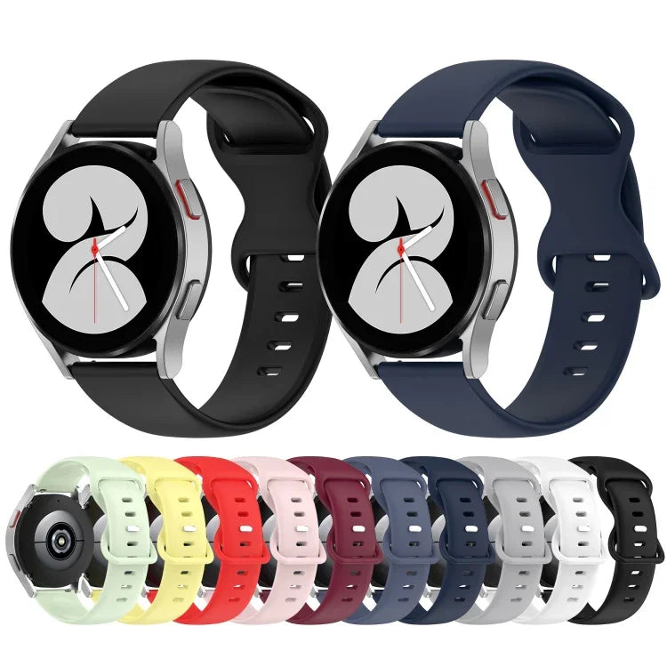 20-mm-Silikonarmband mit Faltschließe in Unifarbe, passend für Samsung Galaxy Watch 4 (44 mm), Samsung Galaxy Watch 4 Classic (46 mm), Samsung Galaxy Watch 4 Classic (42 mm) und Samsung Galaxy Watch Active 2