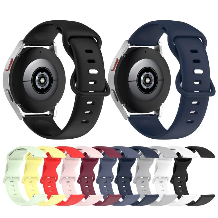 20-mm-Silikonarmband mit Faltschließe in Unifarbe, passend für Samsung Galaxy Watch 4 (44 mm), Samsung Galaxy Watch 4 Classic (46 mm), Samsung Galaxy Watch 4 Classic (42 mm) und Samsung Galaxy Watch Active 2