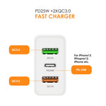 45W PD3.0 + 2 x QC3.0 USB Multiport Schnellladegerät, US-Stecker, US-Stecker