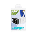 45W PD3.0 + 2 x QC3.0 USB Multi Port Quick Charger, UK-Stecker, UK-Stecker
