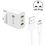 45W PD25W + 2 x QC3.0 USB Multi-Port-Ladegerät mit USB-zu-Typ-C-Kabel, UK-Stecker, UK-Stecker + USB-zu-Typ-C-Kabel
