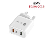 45W PD25W + 2 x QC3.0 USB Multi-Port-Ladegerät mit USB-zu-Typ-C-Kabel, UK-Stecker, UK-Stecker + USB-zu-Typ-C-Kabel