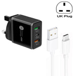 45W PD25W + 2 x QC3.0 USB Multi-Port-Ladegerät mit USB-zu-Typ-C-Kabel, UK-Stecker, UK-Stecker + USB-zu-Typ-C-Kabel