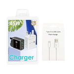 45W PD25W + 2 x QC3.0 USB Multi-Port-Ladegerät mit USB-zu-Typ-C-Kabel, UK-Stecker, UK-Stecker + USB-zu-Typ-C-Kabel