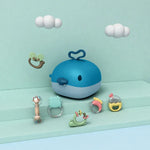 MoFun 2029A 2-in-1 Babyrassel & Beißring, 6-teiliges Set mit Wal-Aufbewahrungsbox, 2029A