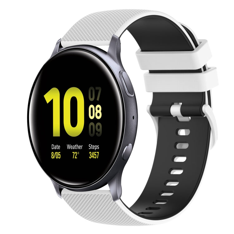 20 mm Kariertes Zweifarbiges Silikon-Uhrenarmband, für Samsung Galaxy Watch Active2 40mm, für Samsung Galaxy Watch Active2 44mm, für Samsung Galaxy Watch Active 40mm, für Samsung Galaxy Watch 42mm