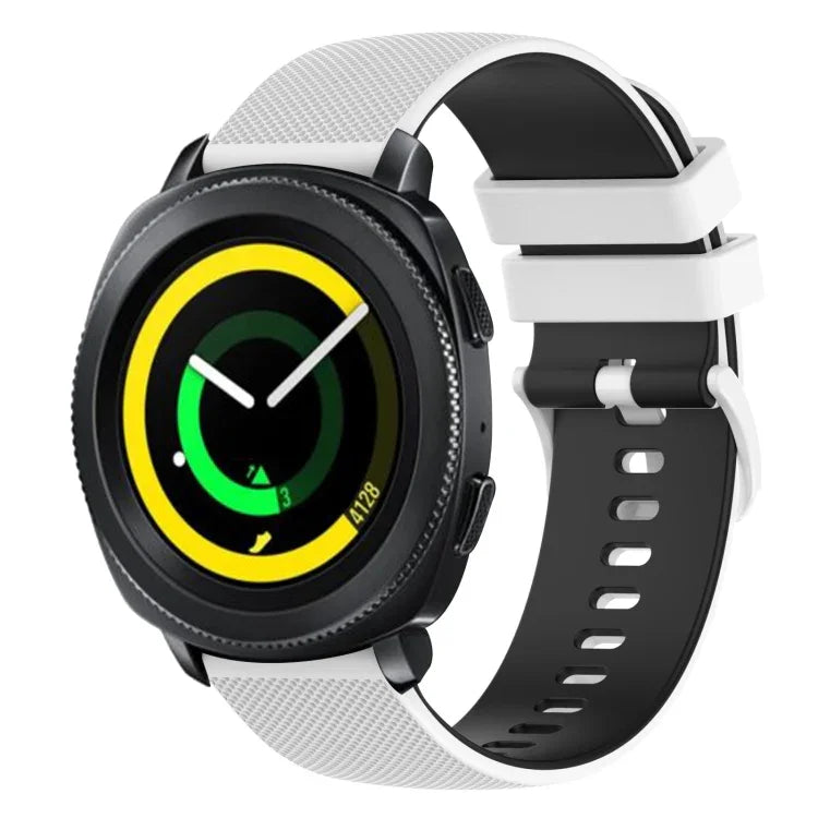 20 mm breites, kariertes, zweifarbiges Silikon-Uhrenarmband, passend für Samsung Gear Sport und Samsung Gear S2 Classic