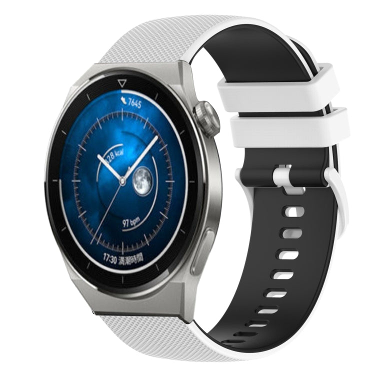 22mm Checkered Two-Color Silicone Watch Band, For Huawei Watch GT3 Pro 46mm, For Huawei Watch GT3 46mm, For Huawei Watch GT Runner, For Huawei Watch 3