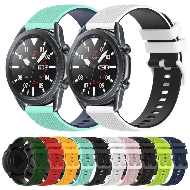 22 mm kariertes, zweifarbiges Silikon-Uhrenarmband, für Samsung Galaxy Watch3 45 mm, Samsung Galaxy Watch 46 mm, Samsung Gear S3 Classic, Samsung Gear S3 Frontier