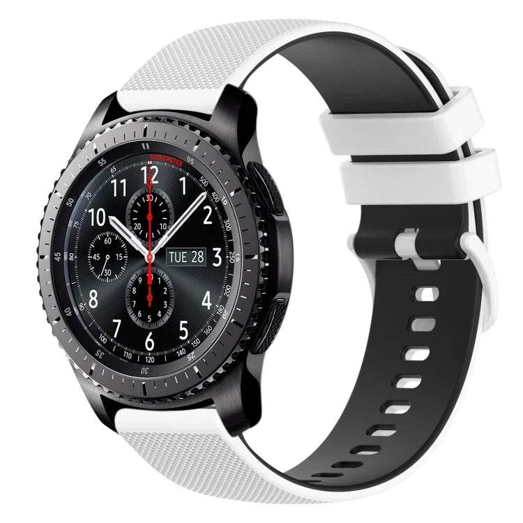 22 mm kariertes, zweifarbiges Silikon-Uhrenarmband, für Samsung Galaxy Watch3 45 mm, Samsung Galaxy Watch 46 mm, Samsung Gear S3 Classic, Samsung Gear S3 Frontier