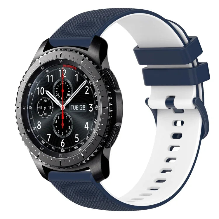 22 mm kariertes, zweifarbiges Silikon-Uhrenarmband, für Samsung Galaxy Watch3 45 mm, Samsung Galaxy Watch 46 mm, Samsung Gear S3 Classic, Samsung Gear S3 Frontier