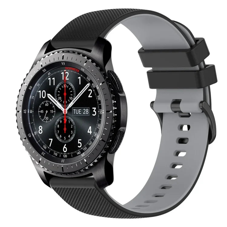 22 mm kariertes, zweifarbiges Silikon-Uhrenarmband, für Samsung Galaxy Watch3 45 mm, Samsung Galaxy Watch 46 mm, Samsung Gear S3 Classic, Samsung Gear S3 Frontier